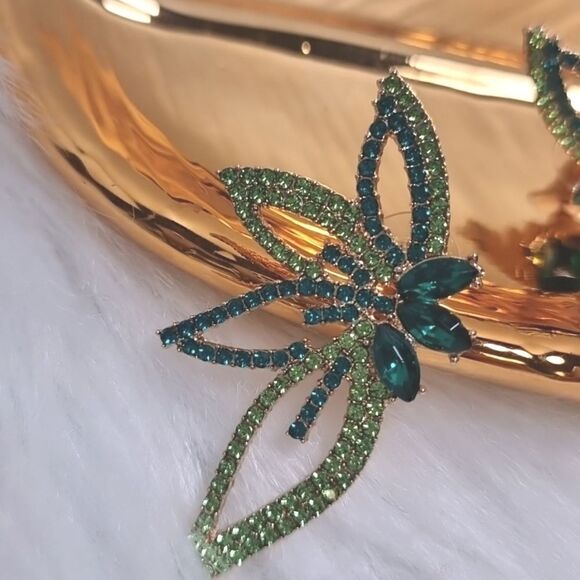 New ANTHROPOLOGIE GREEN rhinestone  stud earrings - Picture 5 of 8